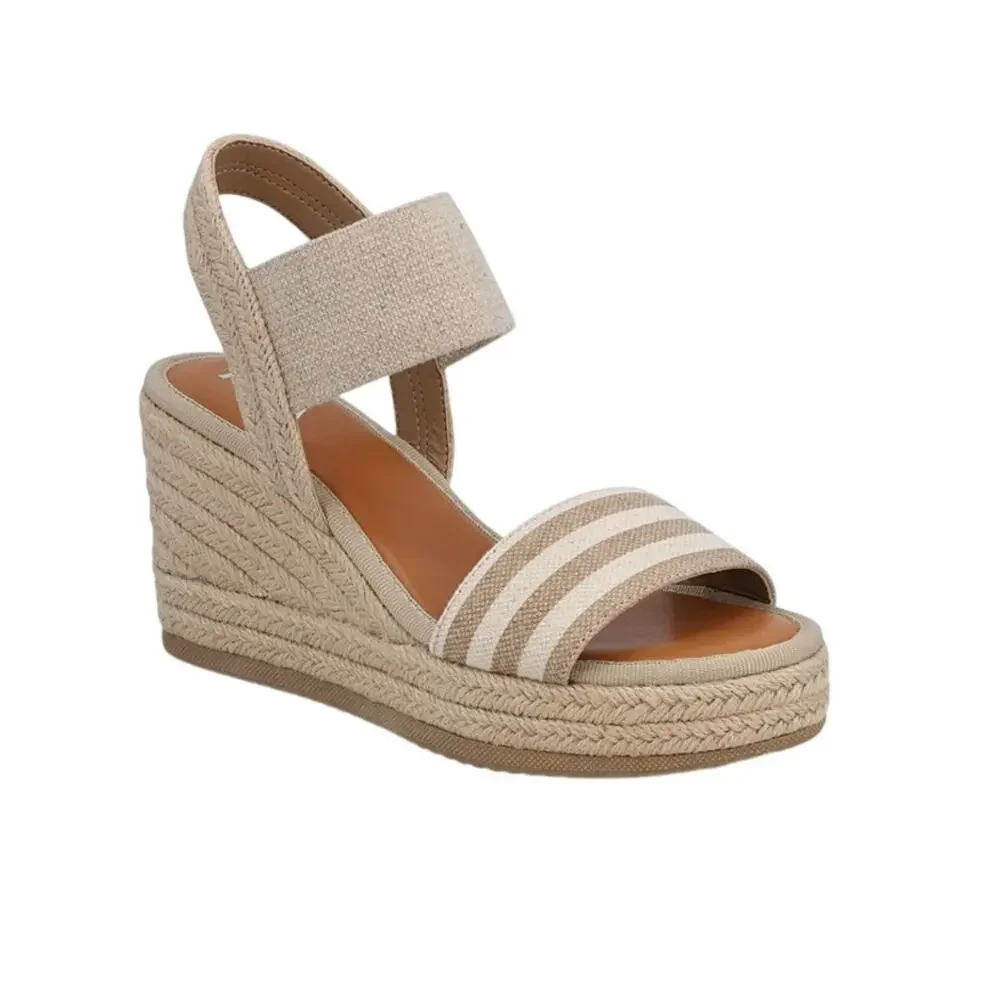 MIA Brittni Natural Multi Spring Espadrille Style Heel Resort Vacation 7M